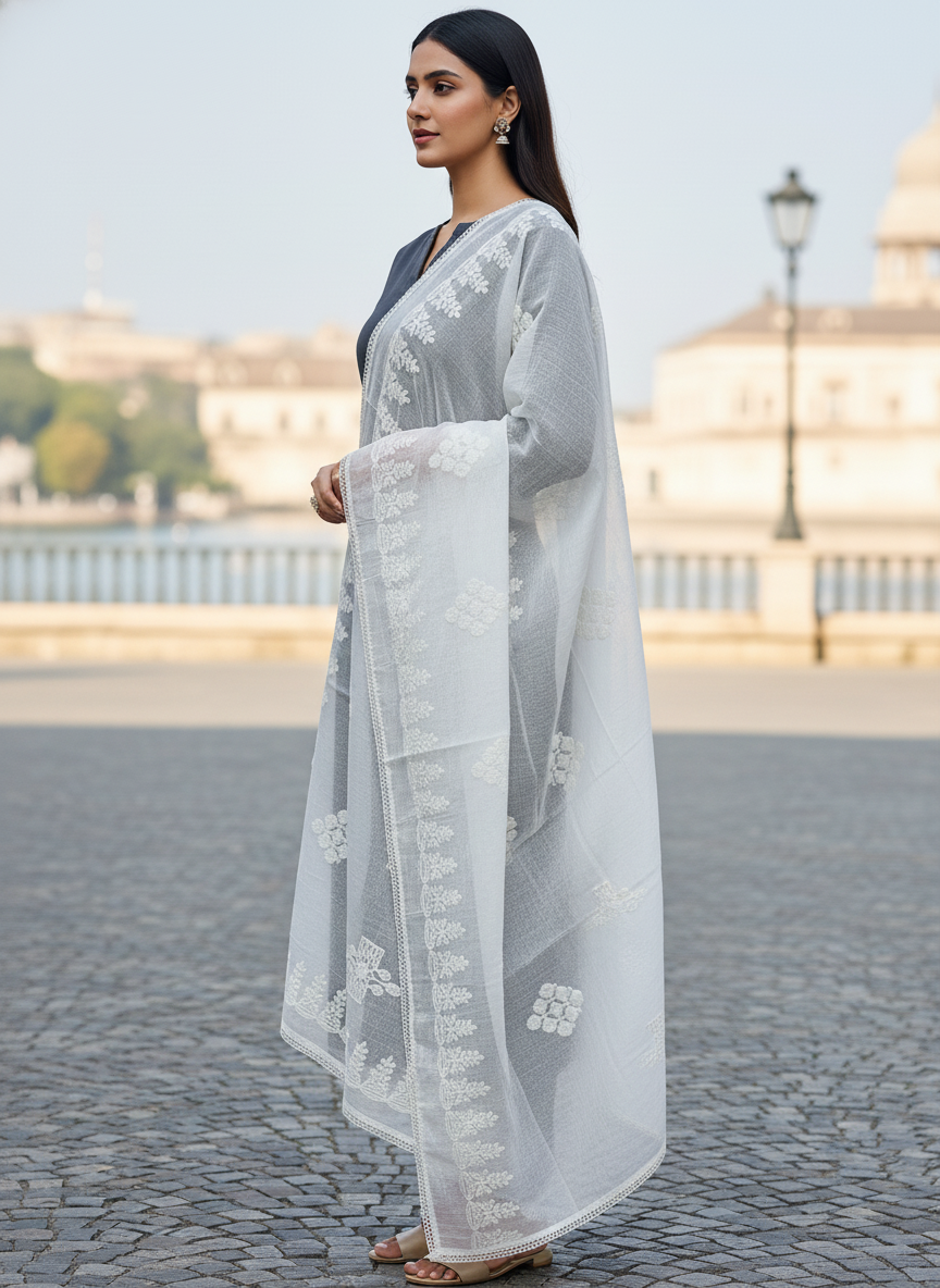Classic Threadwork Dupatta for Traditional Indian Outfits