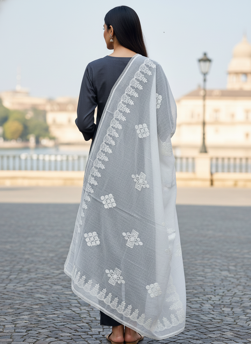 Classic Threadwork Dupatta for Traditional Indian Outfits