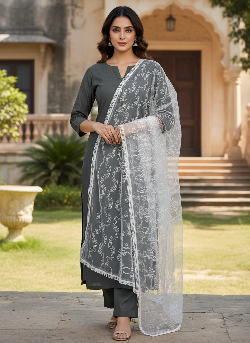 Traditional Embroidery Dupatta Designer Ethnic Fashion Style